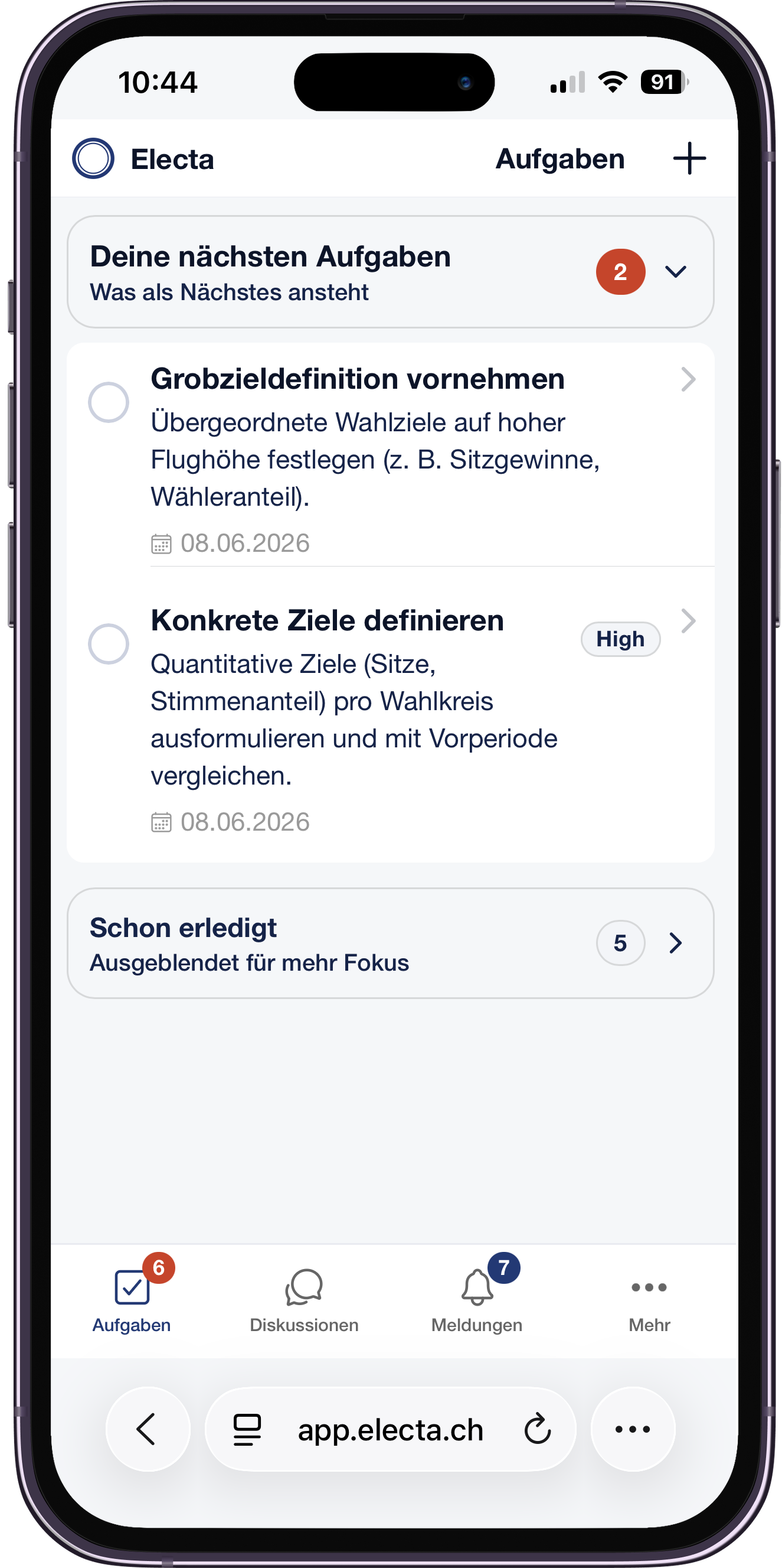 Tâches sur iPhone